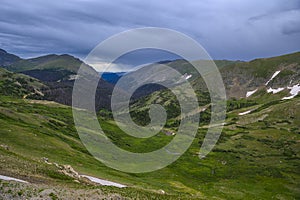 Rocky Mountains viewwith cloudy skies