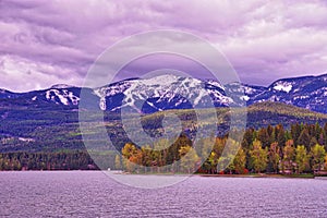Rocky mountains and Whitefish lake photo