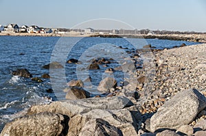 Rocky New England coast in Westport, Massachusetts