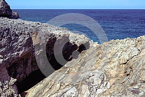 rocky ocean coast island of carribbean sea