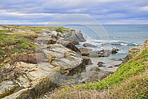 rocky ocean shore. Praia de Augas Santas, Ribadeo photo