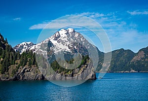 Rocky outcrops in the bay at Seward in Alaska