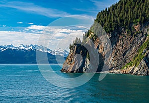 Rocky outcrops in the bay at Seward in Alaska