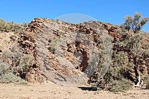 Rocky outcrops in Brachina Gorge in South Australia