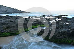 Rocky Pacific Ocean beach in Baja California Sur, Mexico