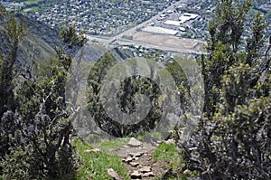 A rocky path above the salt lake city valley