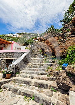 A rocky path up the hill, Alicudi, Italy.