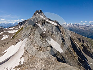The rocky peak of Pizzo Gallina 3061 m asl, Swiss Alps