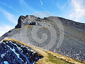 Rocky peak Vorder Glarnisch in the Glarus Alps Mountain Range