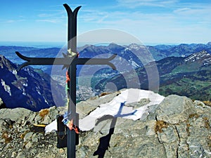 Rocky peak Vorder Glarnisch in the Glarus Alps Mountain Range