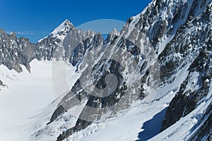 Rocky peaks and snow in the Alps
