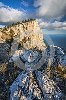 Rocky plateau close to Ai-Petri peack of Crimean mountains