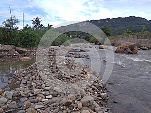 Rocky River With Mountain View, Bogor, Indonesia - 2021