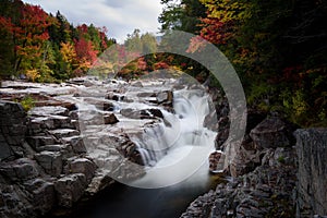 Rocky scenic gorge area during fall foliage season