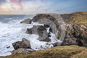 Rocky Scotish coastline near Mangersta, Isle of Lewis, UK