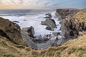 Rocky Scotish coastline near Mangersta, Isle of Lewis, UK