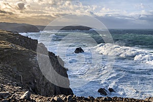 Rocky Scotish coastline near Mangersta, Isle of Lewis, UK