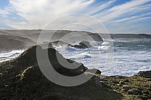 Rocky Scotish coastline near Mangersta, Isle of Lewis, UK photo