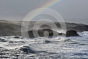 Rocky Scotish coastline near Mangersta, Isle of Lewis, UK photo