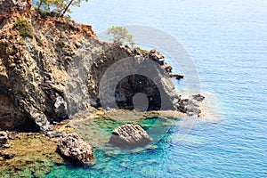 Rocky sea coast in Antalya, Turkey