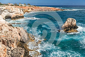 The rocky sea shore of Ayia Napa, Cyprus