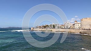 Rocky seacoast in Alghero city, Sardinia, Italy