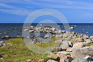 Rocky seashore of baltic sea in Hiiumaa.