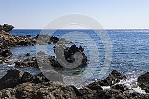 Rocky seashore, calm