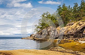 Rocky seashore in the Pacific rim National Park in Vancouver Island BC, Canada. Beautiful seaside landscape