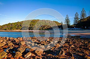 Rocky seashore on Shelly Beach at Port Macquarie Australia