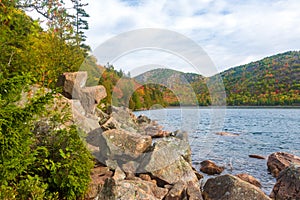 Rocky section of the trail around Jordan Pond