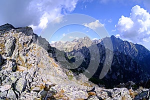 Rocky sharp mountain tops in Tatra mountains in Slovakia