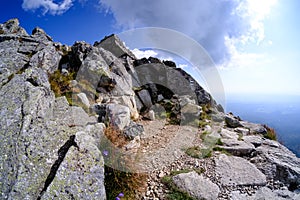 Rocky sharp mountain tops in Tatra mountains in Slovakia