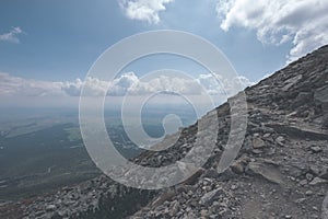 Rocky sharp mountain tops in Tatra mountains in Slovakia - vintage retro look