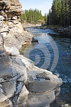 Rocky sheep river valley