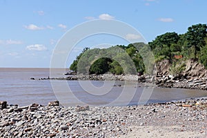 The rocky shore of the Bay of La Plata Reserva Ecologica Buenos Aires