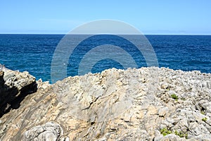 rocky shore coast tropical island of carribbean sea