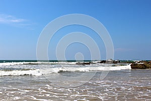 Rocky shore of the Indian Ocean, Bentota, Sri Lanka