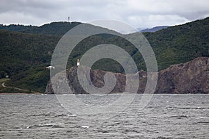 Rocky shore with a lighthouse