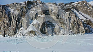 Rocky shore of Olkhon Island on Baikal