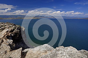 The rocky shore of Olkhon Island, Lake Baikal, Russian Federation