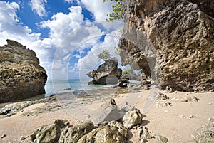 Rocky shore at Padang-padang beach, Bali