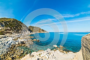 Rocky shore in Punta Molentis