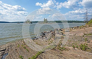 Rocky Shore on a Windblown Lake