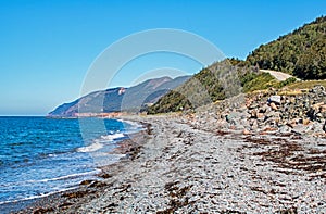 Rocky Shoreline On The Atlantic Ocean In Nova Scotia