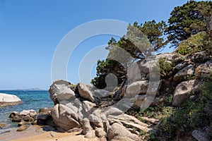 Rocky shoreline at Cala dei Ginepri in Sardinia
