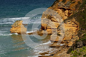 Rocky shoreline and cliffs at Anglesea Beach Victoria