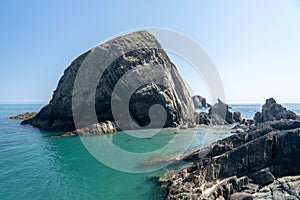 Rocky shoreline of the Island of Lundy off Devon