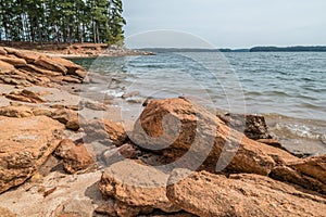 Rocky shoreline at the lake