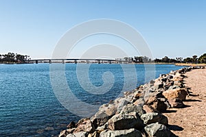 Rocky Shoreline on Mission Bay in San Diego